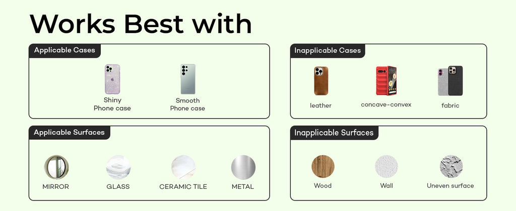 Suction Phone Case Mount, Sillicon Adhesive Phone Accessory for iPhone and Android, Hands-Free Fidget Toy Mirror Shower Phone Holder, Tiktok Videos and Selfies