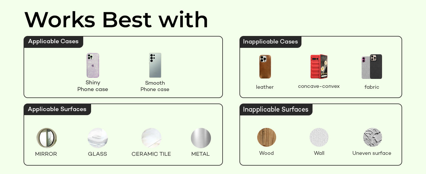 Suction Phone Case Mount, Sillicon Adhesive Phone Accessory for iPhone and Android, Hands-Free Fidget Toy Mirror Shower Phone Holder, Tiktok Videos and Selfies