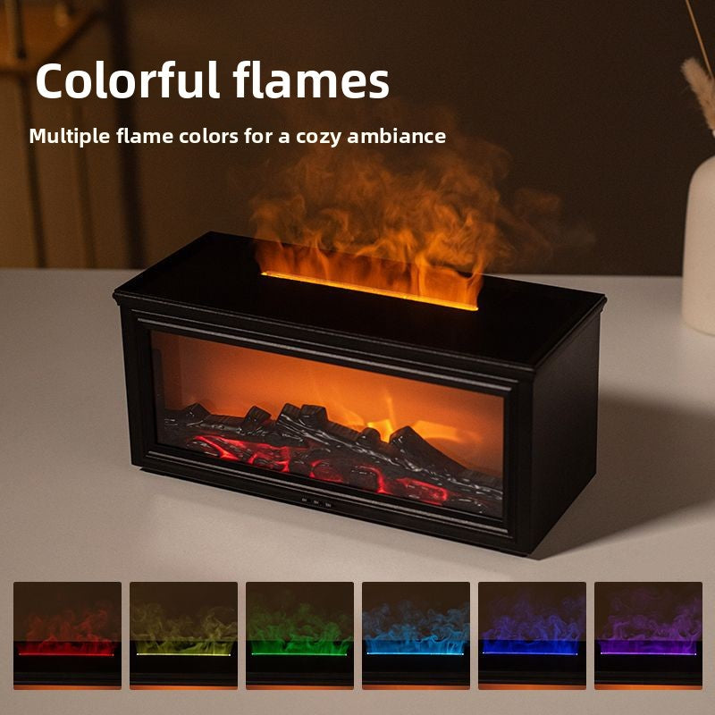 Fireplace Humidifier  Realistic Flame Effect Essential Oil Diffuser