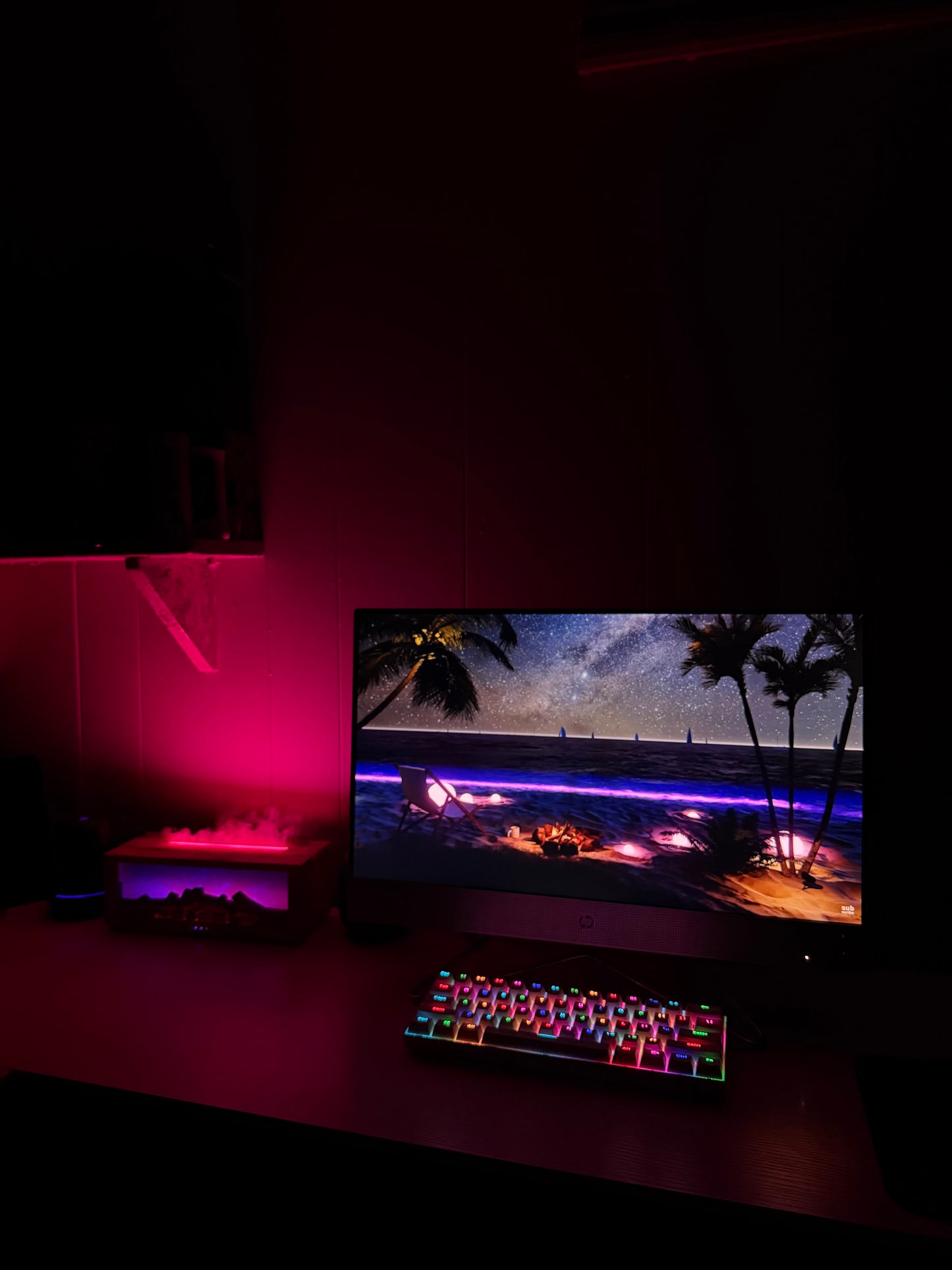 7 Colors Air Humidifier Fireplace Essential Oils