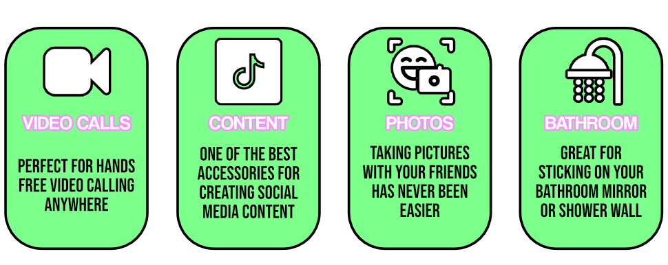 Suction Phone Case Mount, Sillicon Adhesive Phone Accessory for iPhone and Android, Hands-Free Fidget Toy Mirror Shower Phone Holder, Tiktok Videos and Selfies