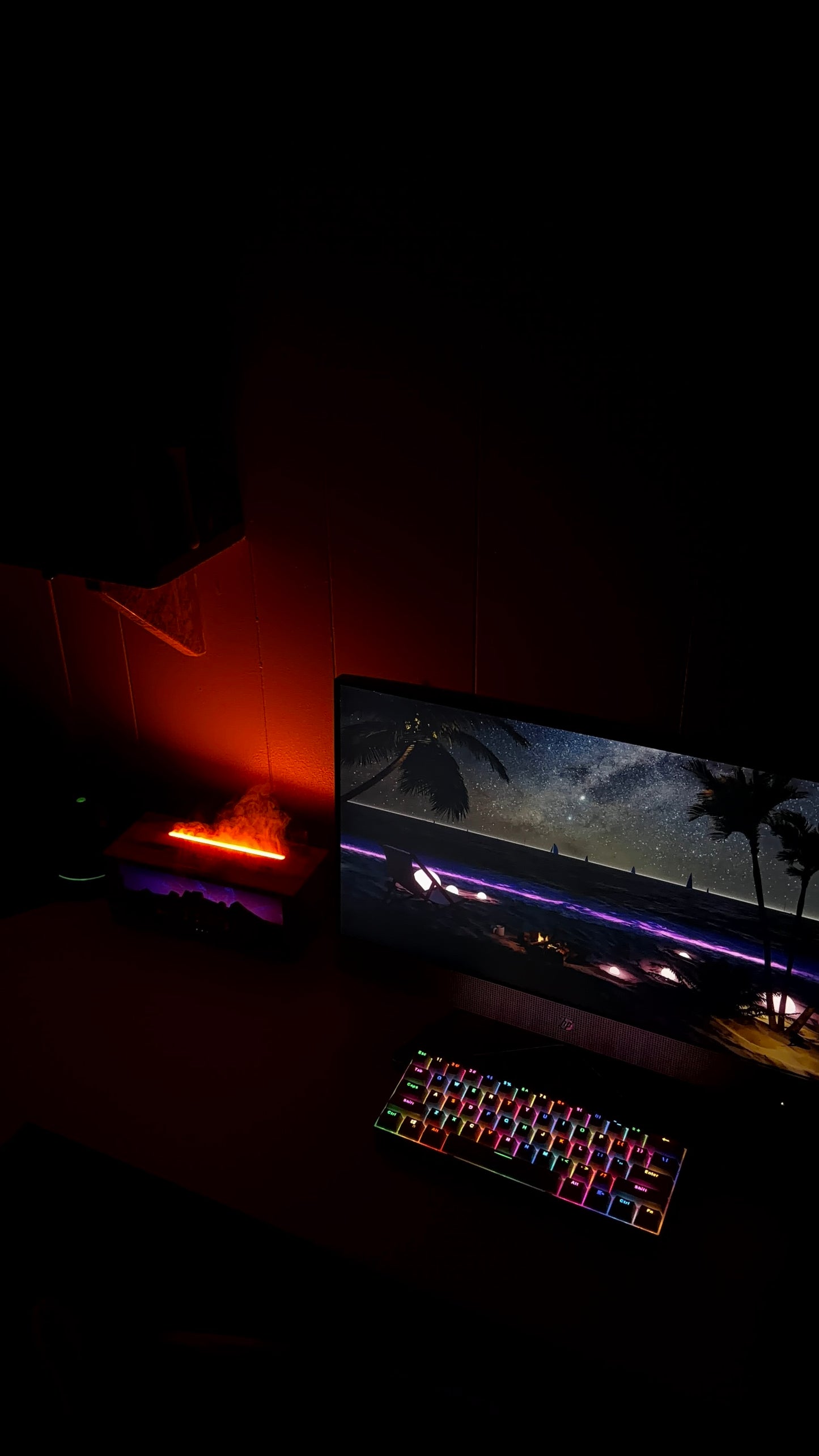 7 Colors Air Humidifier Fireplace Essential Oils